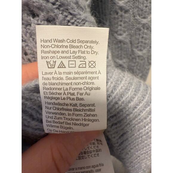 J.Crew Womens Light Blue/Gray Knit Puff Sleeve Wool Alpaca Blend Sweater Med - Picture 4 of 6